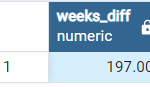 Difference between two dates in Weeks - PostgreSQL Difference between two dates in Weeks - PostgreSQL 1